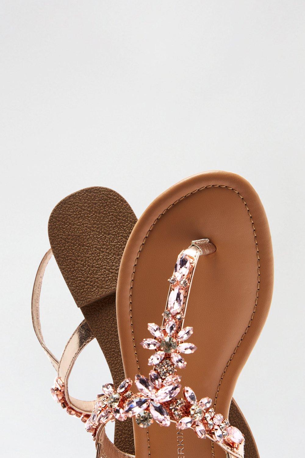 Rose Gold Flower Jewel Sandals